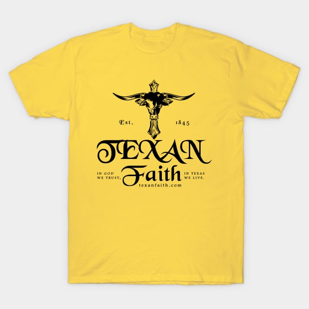 Texan Faith - HornCross Cross black T-Shirt by texan faith